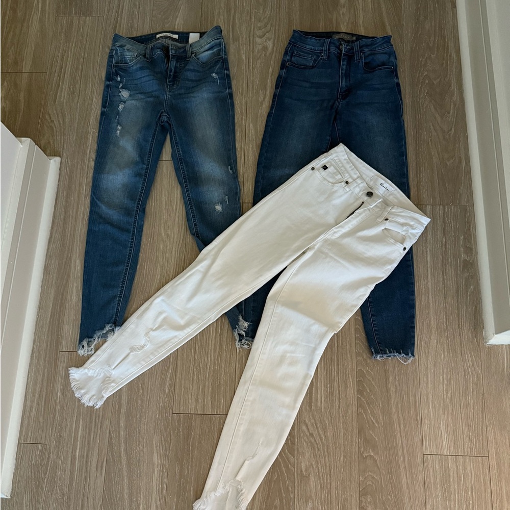 Skinny Jean Bundle! Women's Distressed Denim Jeans - Blue and White